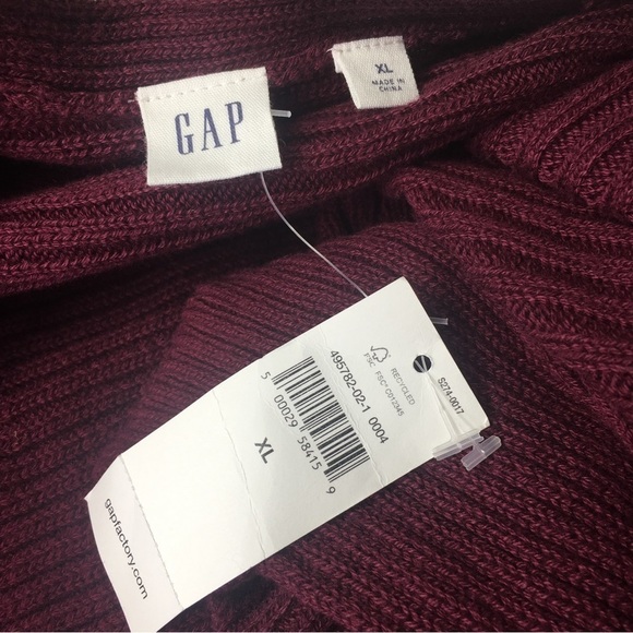 New Gap Burgundy Cardigan sweater X-large Open Front Knit - Picture 3 of 4